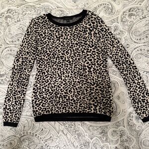 Ann Taylor Large Leopard Print Sweater - Black and Tan